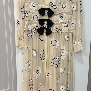 Rebecca Taylor Cream Floral Dress with Black Accents